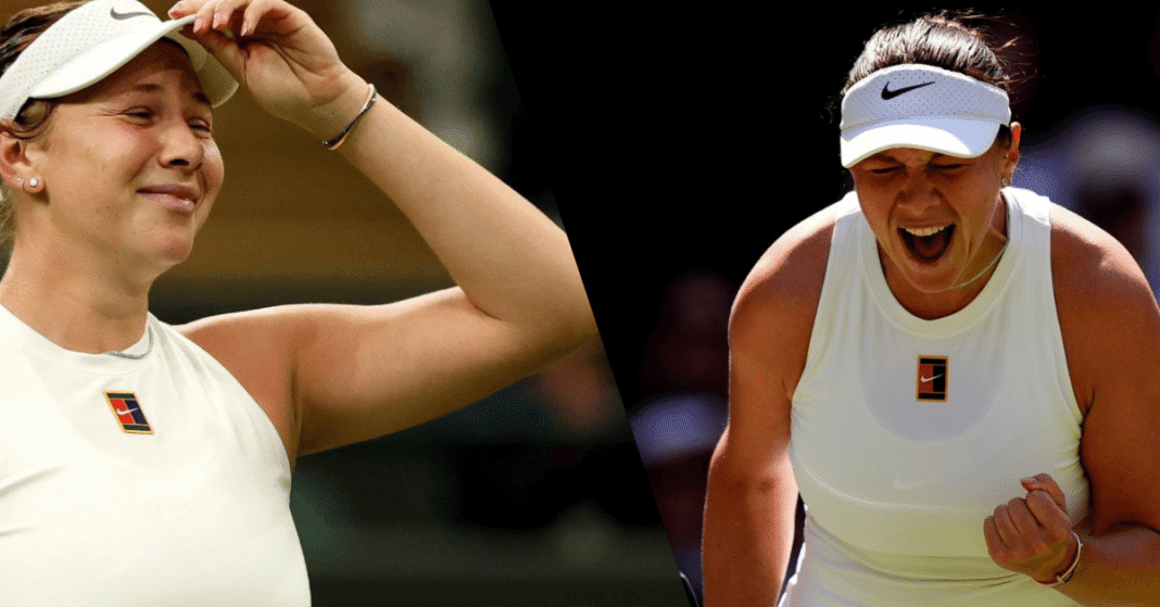 Amanda Anisimova celebrating her Wimbledon victory