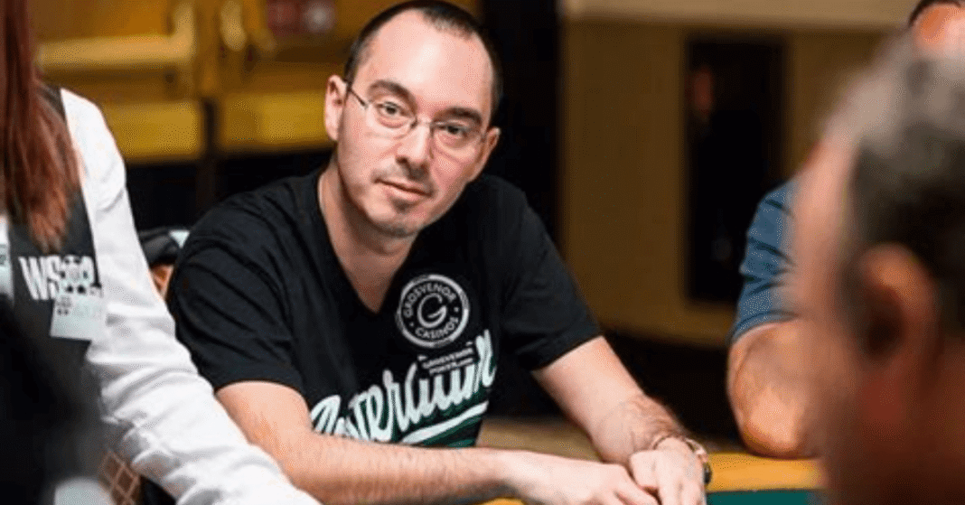 Will Kassouf celebrating after winning a major hand at the 2025 WSOP Main Event